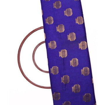 dark blue and golden matka clay pot print banarasi brocade silk fabric o146 5649